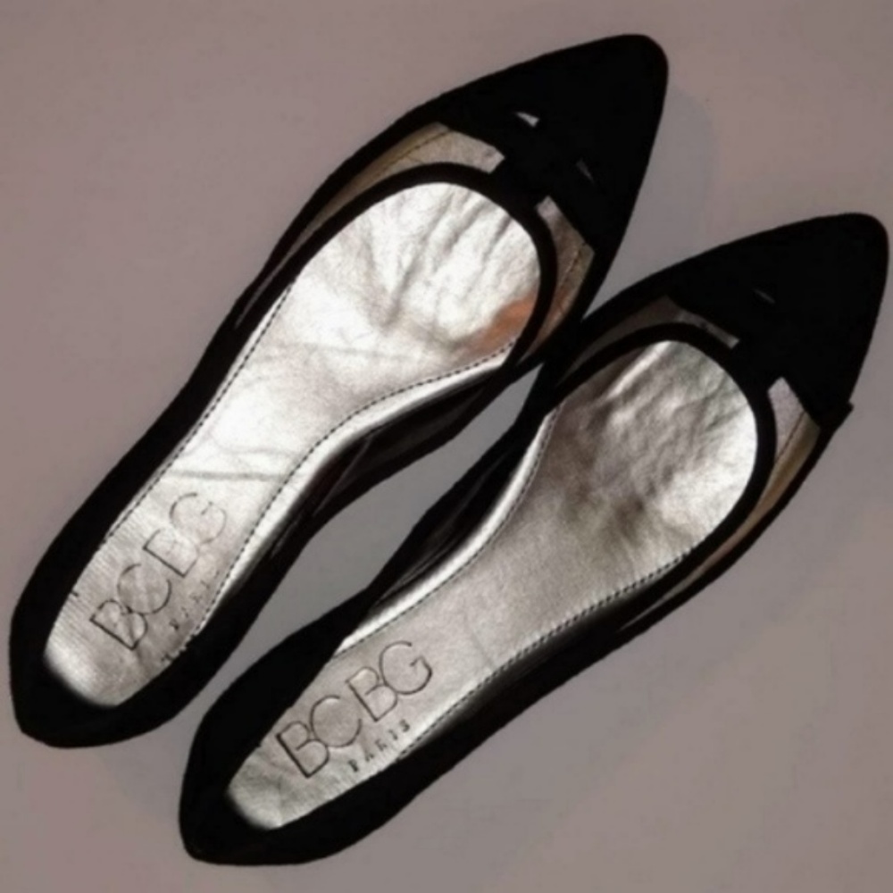 NWT BCBG Zarine Black Suede Point Toe Ballet Flat - Picture 5 of 8